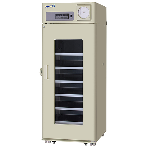 Blood-bank refrigerator with temperature monitoring